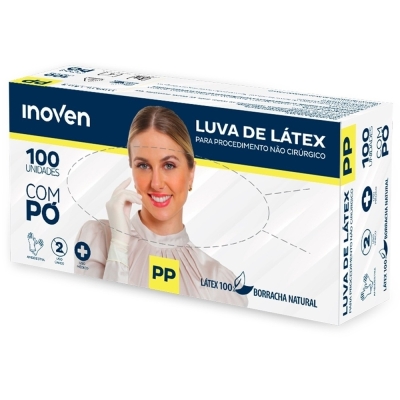 Luva descartavel latex inoven com po pp uso medico 100un