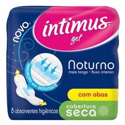 Absorvente intimus noturno cobertura suave com abas 8 unidades
