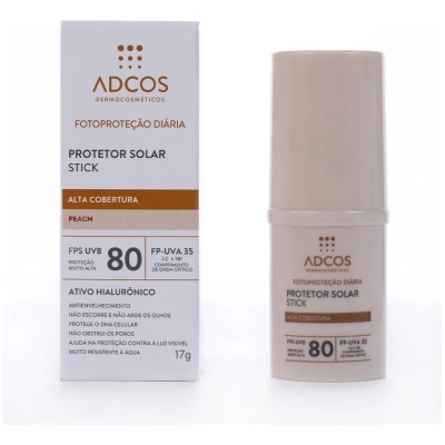 Protetor solar adcos stick fps 80 peach 17g