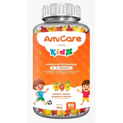 Amicare amistar kids morango abacaxi e laranja 60 gomas