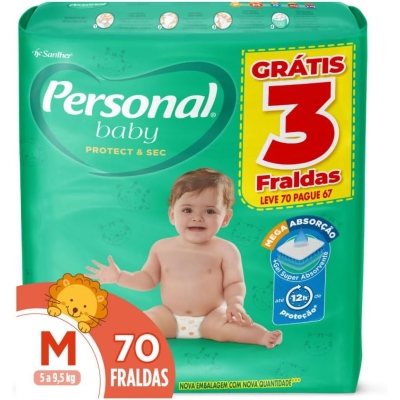 Fralda personal baby protect sec tamanho m 70 unidades (hiper)