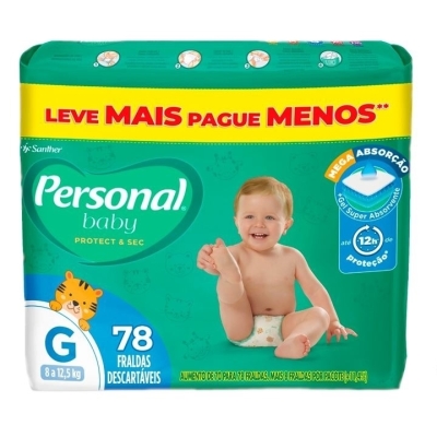 Fralda personal baby protect sec tamanho g 78 unidades leve mais pague menos (giga)