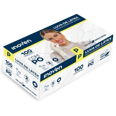 Luva descartavel latex inoven uso medico com po p 100un