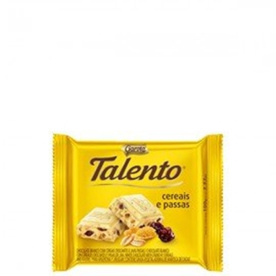 Chocolate talento branco com cereais e passas 90g